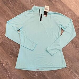 NWT Adidas Blue‎ Quarterzip women Large Bin I-34